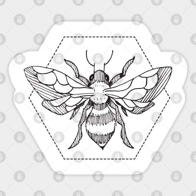 Pen & Ink Bee Tattoo Sticker by CloudWalkerDesigns